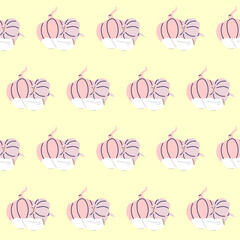 Garlic pattern isolated on yellow background