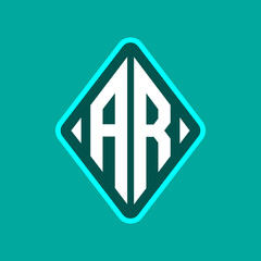 Colored monogram logo curved oval shape initial letter ar logo vector