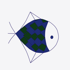 Vector element, decorative drawing of a sea fish, Doodle