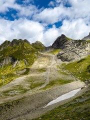 Epic mountain landscape. Beautiful natural terrain in the mountains, peaks and valleys,