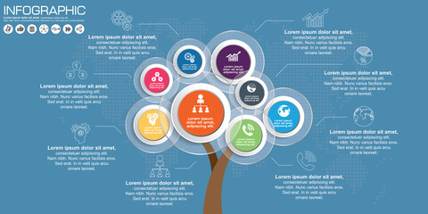 Abstract tree infographics elements. Design Template. Vector illustration.