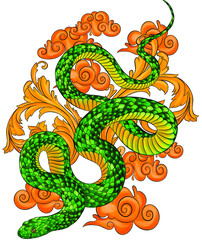 green venomous snake vector illustration