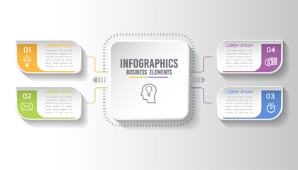Fototapeta na wymiar Vector elements for infographics. presentation and chart. steps or processes. options number workflow template design.4 steps. 