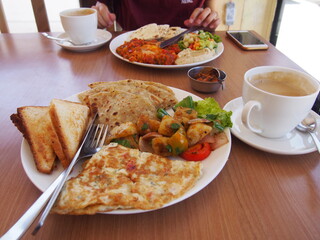 Breakfast set, Leh, Ladakh, Jammu and Kashmir, India