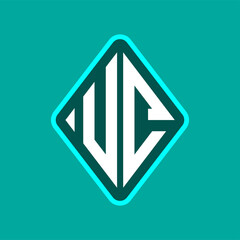 Colored monogram logo curved oval shape initial letter uc logo vector