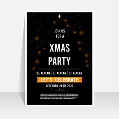 Christmas party invitation poster template with abstract christmas tree and winter element. Vector illustration Eps 10.