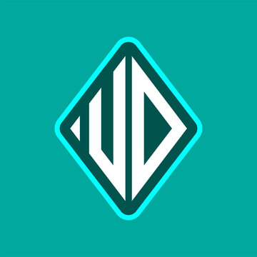 Colored monogram logo curved oval shape initial letter ud logo vector