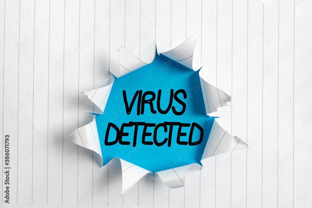 Poster writing note showing virus detected. business concept for a computer program used to prevent and rem