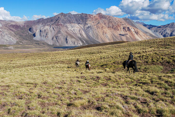
horseback riding in the Andes mountain range