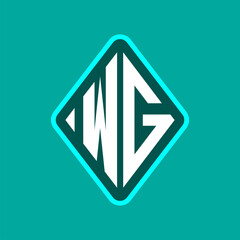 Colored monogram logo curved oval shape initial letter wg logo vector