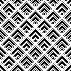 Seamless japanese mountains pattern. Repeated chevrons, angle brackets, rhombuses background. Squama ornament. Scales image. Ancient window tracery motif. Digital paper for textile print. Vector art.