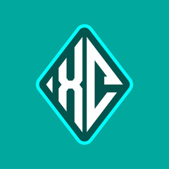 Colored monogram logo curved oval shape initial letter xc logo vector