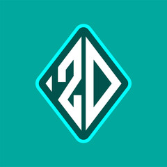 Colored monogram logo curved oval shape initial letter zd logo vector