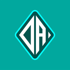 Colored monogram logo curved oval shape initial letter da logo vector