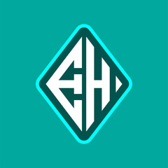 Colored monogram logo curved oval shape initial letter eh logo vector