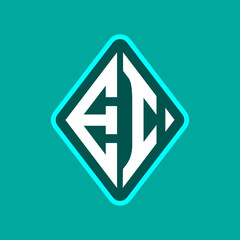 Colored monogram logo curved oval shape initial letter ei logo vector