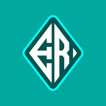 recommend clip art: Colored monogram logo curved oval shape initial letter er logo vector