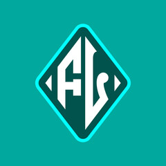 Colored monogram logo curved oval shape initial letter fl logo vector