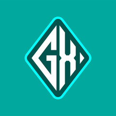 Colored monogram logo curved oval shape initial letter gx logo vector