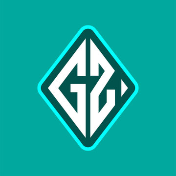 Colored monogram logo curved oval shape initial letter gz logo vector