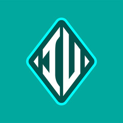 Colored monogram logo curved oval shape initial letter iu logo vector