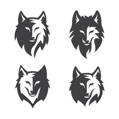 Simple Wolf Head line Art Vector Illustration
