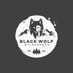 Vintage Wild Wolf Logo Vector Illustration