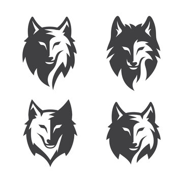 Simple Wolf Head Line Art Vector Illustration
