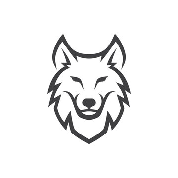 Simple Wolf Head line Art Vector Illustration
