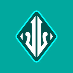 Colored monogram logo curved oval shape initial letter jl logo vector