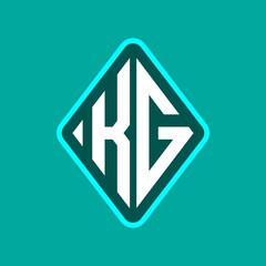 Colored monogram logo curved oval shape initial letter kg logo vector