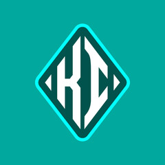 Colored monogram logo curved oval shape initial letter ki logo vector