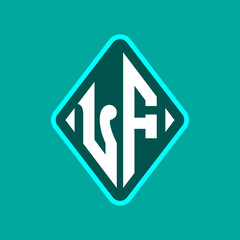 Colored monogram logo curved oval shape initial letter lf logo vector