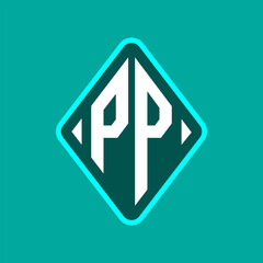 Colored monogram logo curved oval shape initial letter pp logo vector