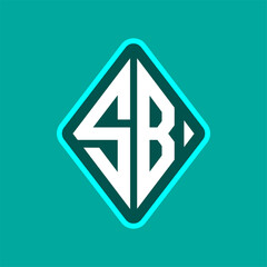 Colored monogram logo curved oval shape initial letter sb logo vector