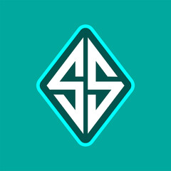 Colored monogram logo curved oval shape initial letter ss logo vector