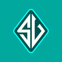 Colored monogram logo curved oval shape initial letter sv logo vector