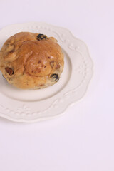 Almond Raisin Bread on White Background