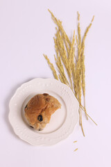 Almond Raisin Bread on White Background
