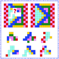 task of logic and attention. for children. find the right part. choose the correct answer