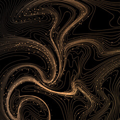 Elegant background with golden linear texture. Dynamic design with abstract gold waves. Modern vector illustration