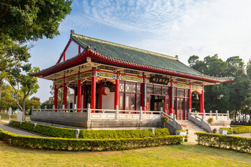 famous temple in Kinmen, Taiwan. The chinese text is "koxinga shrine"