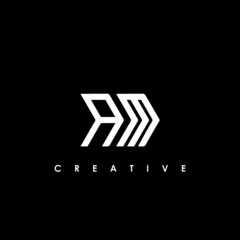 AM Letter Logo Design with Creative Modern Trendy Typography