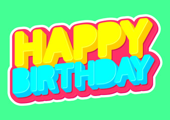 Fototapeta premium Happy Birthday, isolated sticker, words design template, vector illustration