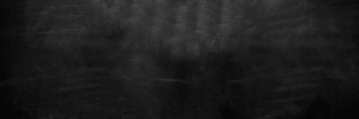 wide Chalkboard texture background. blackboard wall backdrop wallpaper, dark tone. black banner billboard.