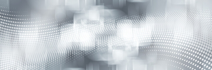 Gray halftone pattern with white line motion and network connection backdrop wallpaper. Clean Grey geometric background.