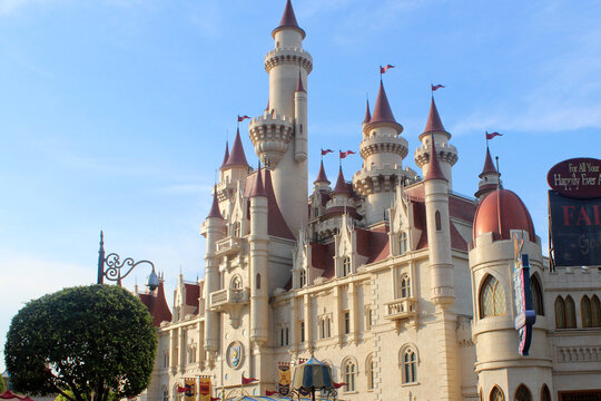 Castle facade at Universal Studios Singapore in Sentosa, Singapore