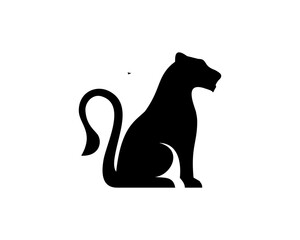 sitting lioness silhouette vector - obrazy, fototapety, plakaty