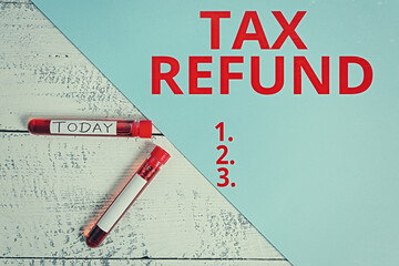 Word writing text Tax Refund. Business photo showcasing refund on tax when the tax liability is...