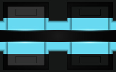 Abstract technology background with blue and black metal texture shape composition. Futuristic light vector graphic. Layout design template for corporate banner, web, wallpaper, presentation, game